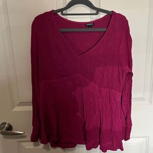 torrid fuchsia V-neck Long Sleeve Peasant Blouse